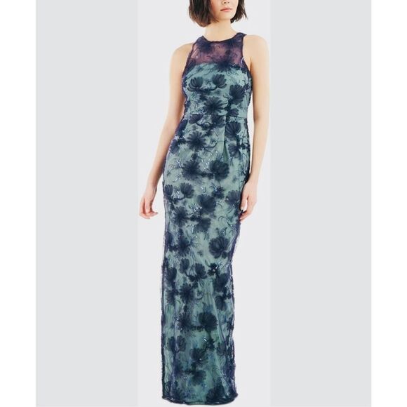 JS Collections NWT Womens Applique Maxi Evening Dress Sz 12 - Picture 1 of 16